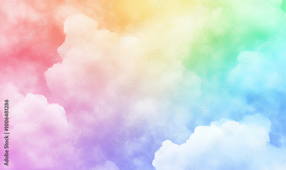 Fototapeta premium Abstract colorful cloudscape with a pastel rainbow.