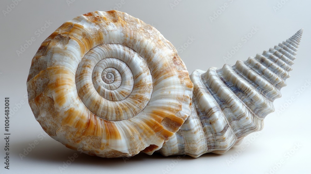 Large whelk seashell resting on white background Large whelk seashell resting on white background