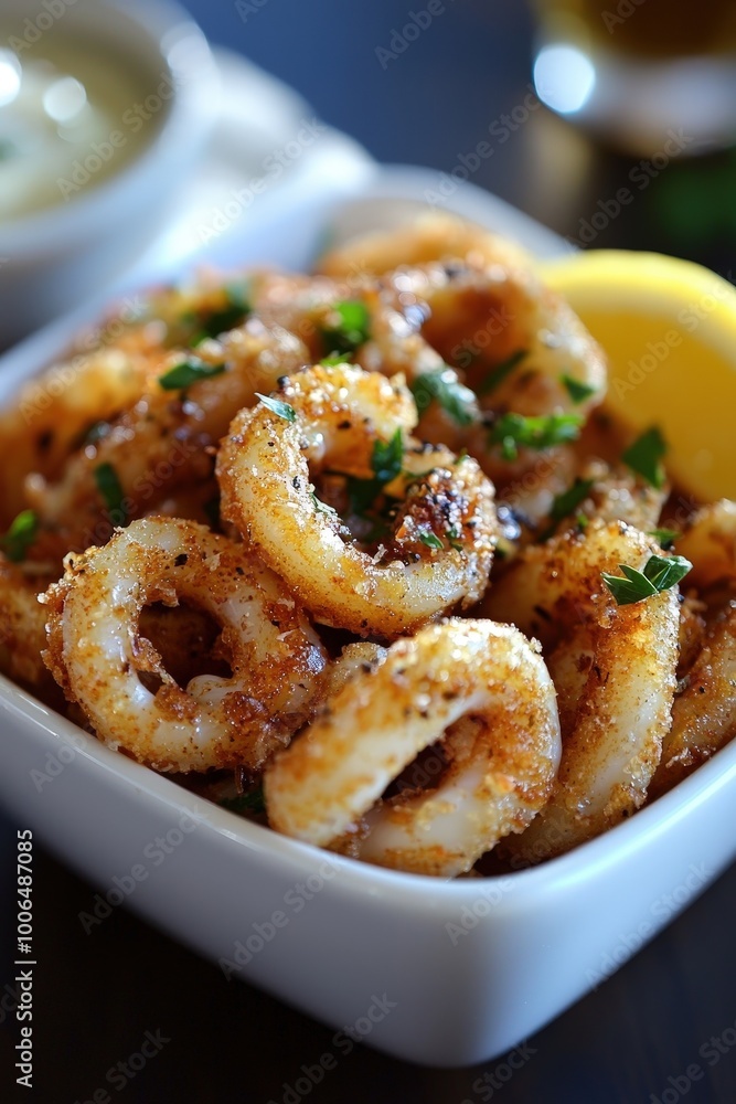 Calamares: Fried squid, usually served with lemon and aioli. Calamares: Fried squid, usually served with lemon and aioli.