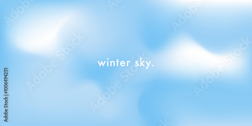 Pastel gradient winter sky pattern. Abstract clear blue sky. Clouds. Light blue color vector banner. Blurred fuzz gradient background. Vector soft horizontal backdrop. Minimalist design