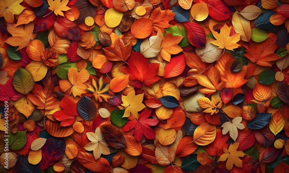 Farbenfrohes Herbstlaub als Hintergrund, flatlay Farbenfrohes Herbstlaub als Hintergrund, flatlay