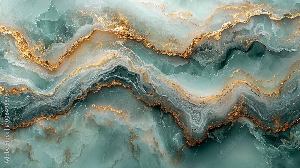 A smooth, soft pastel green marble surface with delicate gold veins, creating a calm and sophisticated vibe A smooth, soft pastel green marble surface with delicate gold veins, creating a calm and sophisticated vibe
