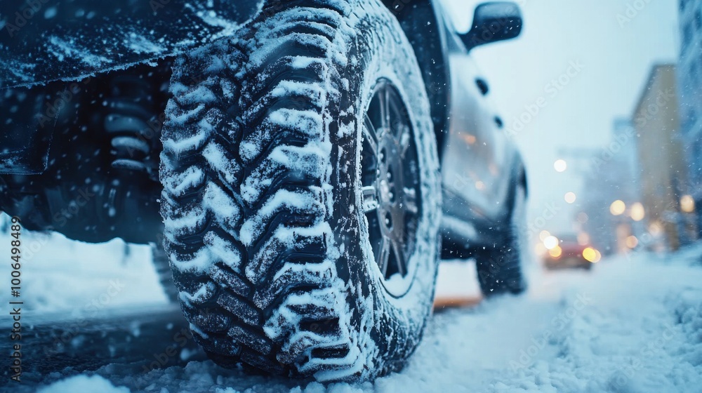 Winter Traffic: Cars on Icy Roads During Heavy Snow Winter Traffic: Cars on Icy Roads During Heavy Snow