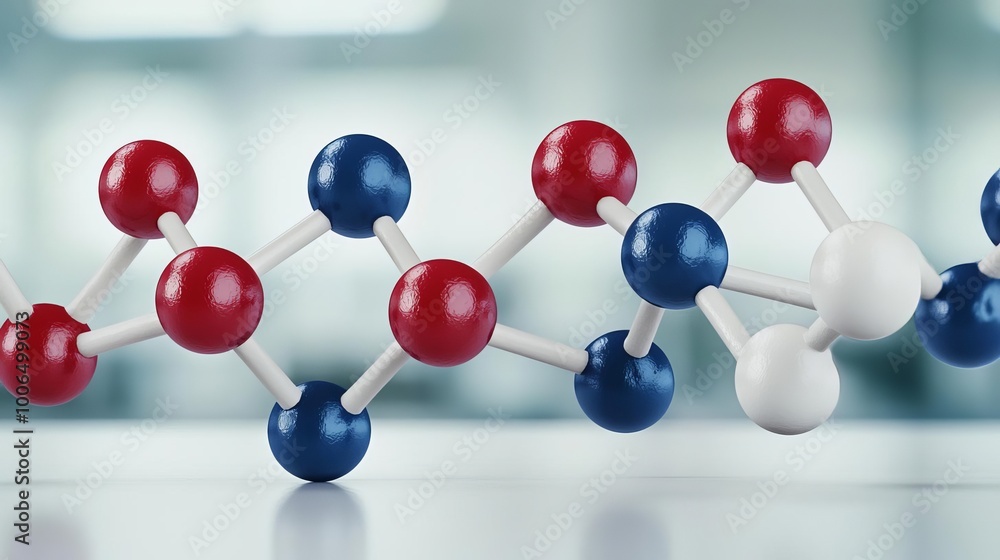 Obraz premium Enzymes facilitating biocatalysis, dynamic molecular models in a bright, professional environment, highlighting the precision of biochemical processes