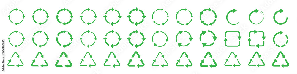 Recycling icons. Circle arrows icons. Recycling symbol. Rotation arrow. Vector illustration Recycling icons. Circle arrows icons. Recycling symbol. Rotation arrow. Vector illustration