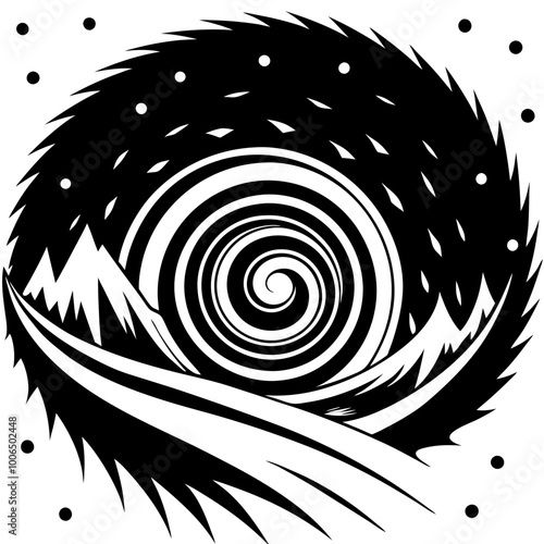 abstract pattern of a blizzard overtaking a landsc.