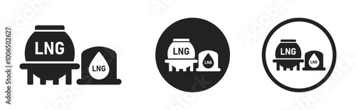 LNG tank and LNG storage vector illustrations. LNG vector icon