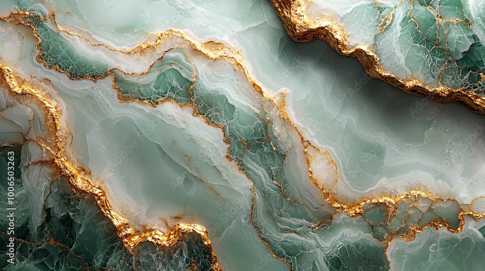 A light pastel green marble texture with intricate gold veins weaving across, evoking calmness and elegance A light pastel green marble texture with intricate gold veins weaving across, evoking calmness and elegance