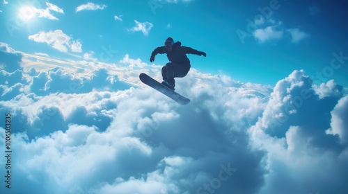 Snowboarder Performing Tricks on Snowy Slope