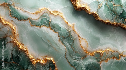 A light pastel green marble texture with intricate gold veins weaving across, evoking calmness and elegance