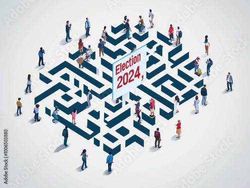 People Navigating a Labyrinth for Election 2024