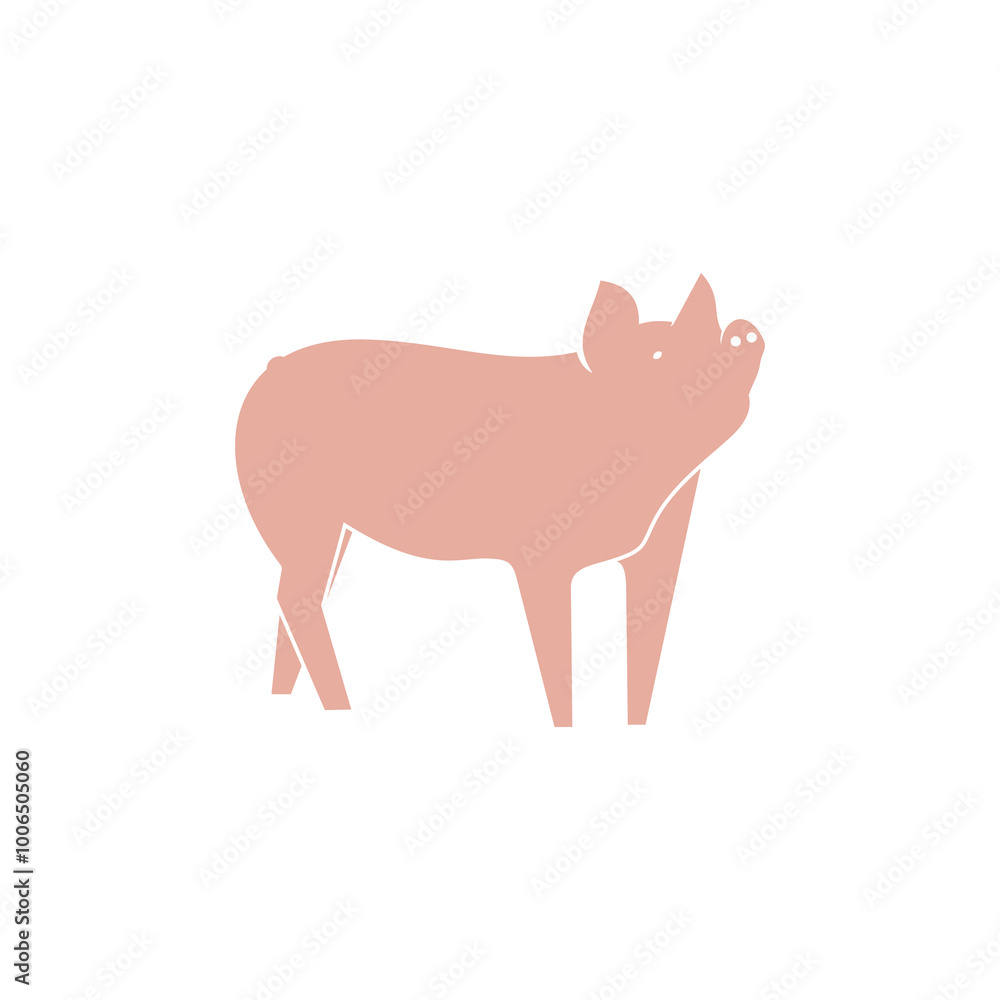 Fototapeta premium Domestic pig looking up vector illustration