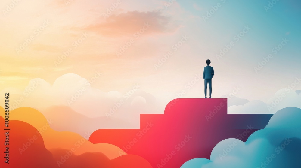 custom made wallpaper toronto digitalShifting Horizons: A person standing on a platform overlooking multiple horizons, each shifting and changing as the person looks outwards