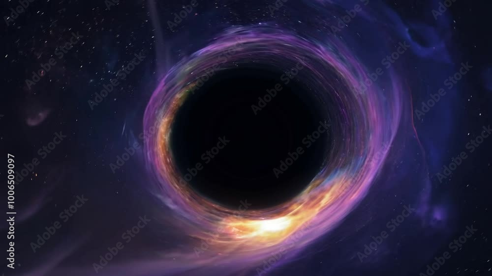 4K Dark Purple Cosmic Black Hole with Fiery Swirling Energy 4K Dark Purple Cosmic Black Hole with Fiery Swirling Energy