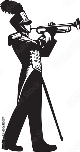 silhouette of marching band musician vector illustration isolated on transparent background.