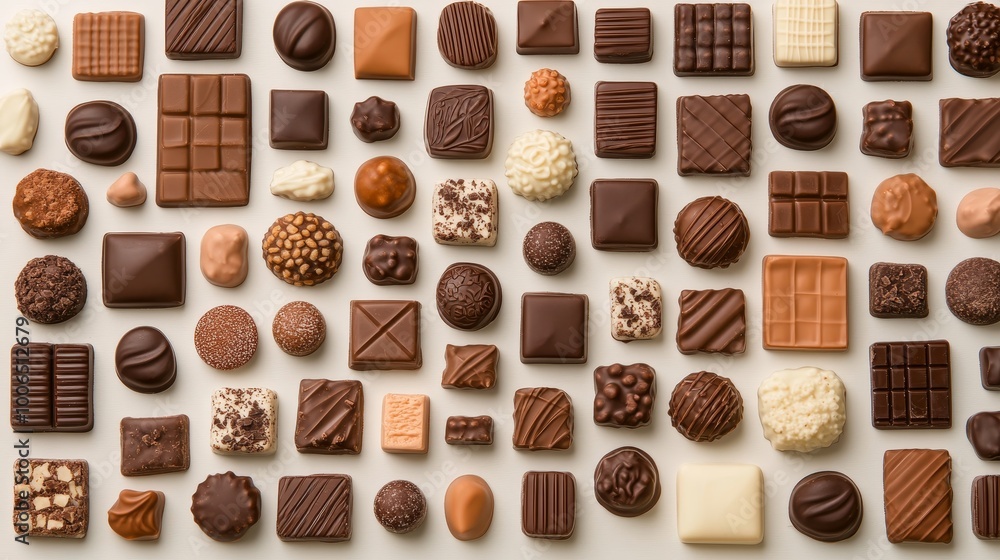 a pattern of A selection of gourmet chocolates with intricate designs a pattern of A selection of gourmet chocolates with intricate designs