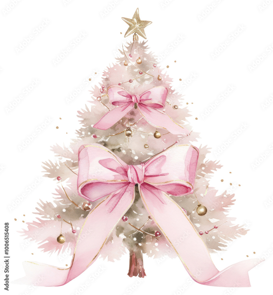PNG Coquette christmas tree illustration watercolor ribbons. PNG Coquette christmas tree illustration watercolor ribbons.