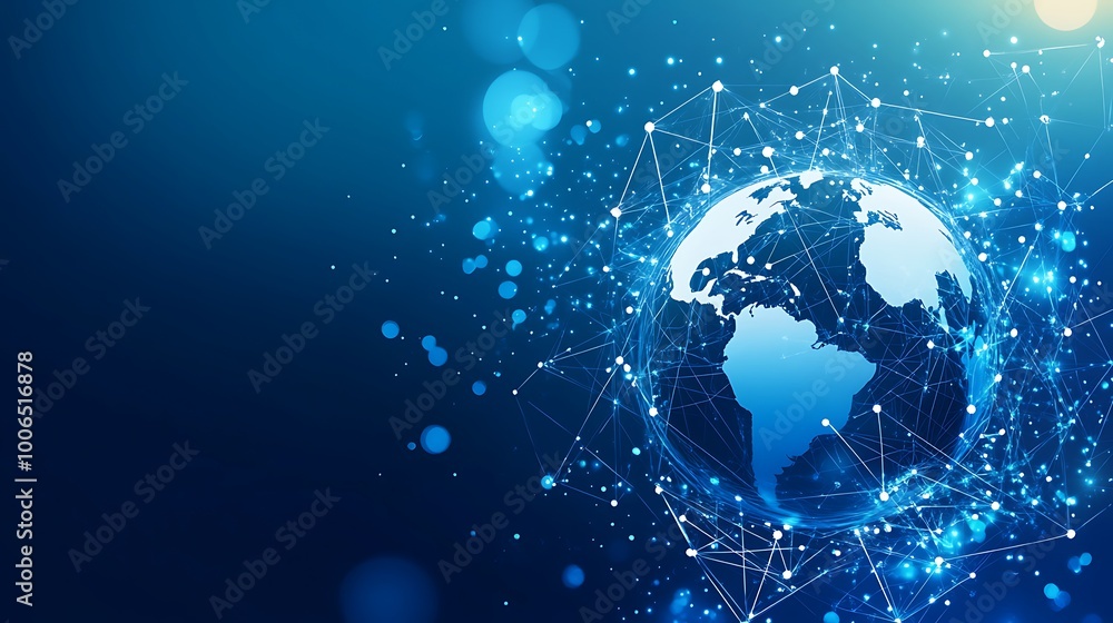 Global connectivity and technology: A digital globe with bright lines linking continents. Perfect for business, networks, and communication themes. Global connectivity and technology: A digital globe with bright lines linking continents. Perfect for business, networks, and communication themes.