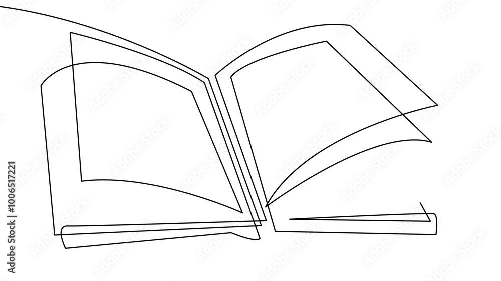 Continuous line art drawing of book illustration template Continuous line art drawing of book illustration template