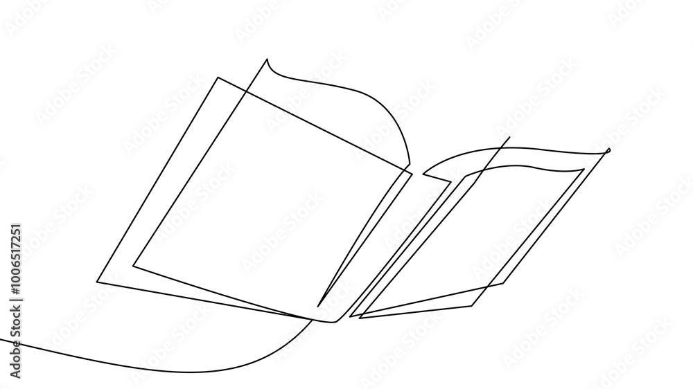 Continuous line art drawing of book illustration template Continuous line art drawing of book illustration template