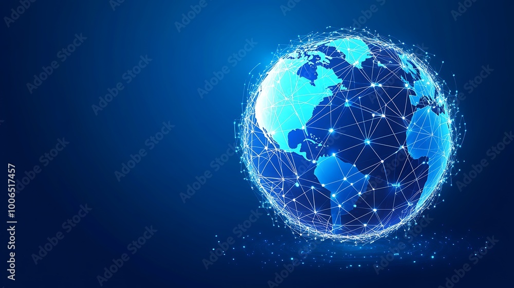 Global connectivity and technology: A digital globe with bright lines linking continents. Perfect for business, networks, and communication themes. Global connectivity and technology: A digital globe with bright lines linking continents. Perfect for business, networks, and communication themes.