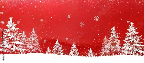 Festive winter design snow-covered pine trees background , holiday backround text space