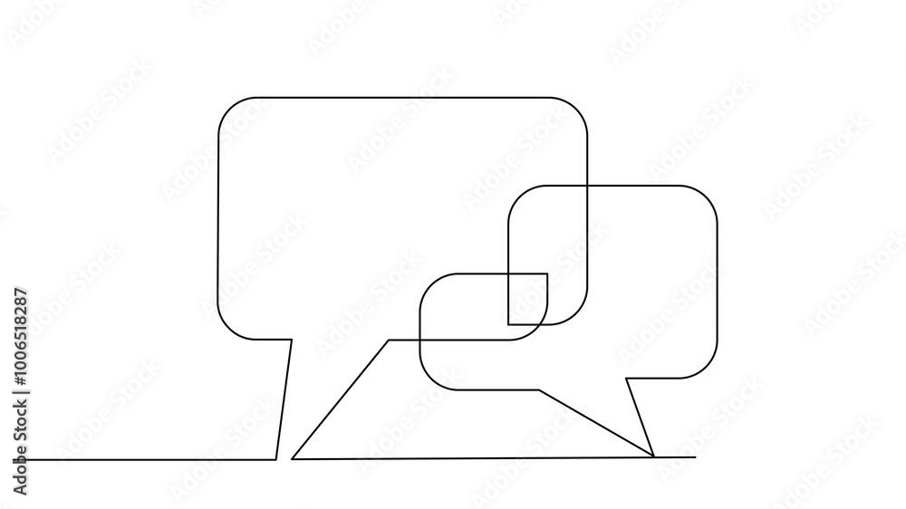 Continuous Line Drawing of Doodle Speech Bubble. template