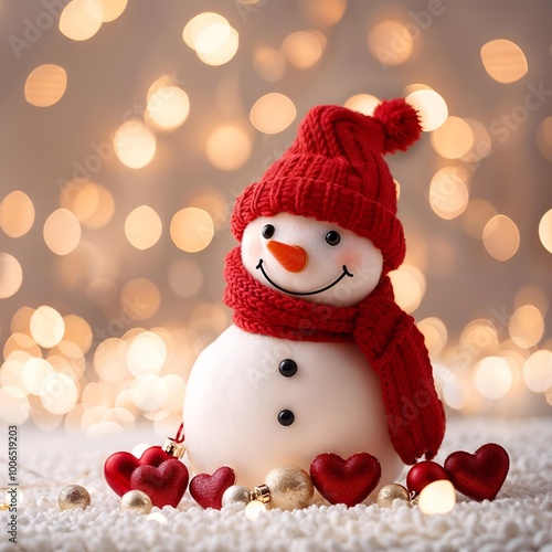 Cozy Snowman's Heartwarming Glow, christmas snowman greeting card text space