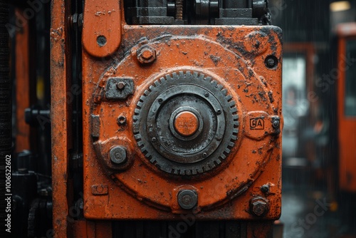 Close-Up of Rusty Gear Mechanism on Industrial Machinery