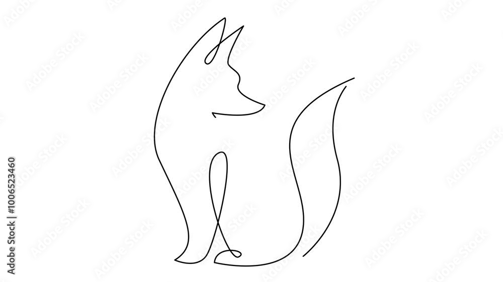 Fox in a continuous one line isolated white background Fox in a continuous one line isolated white background