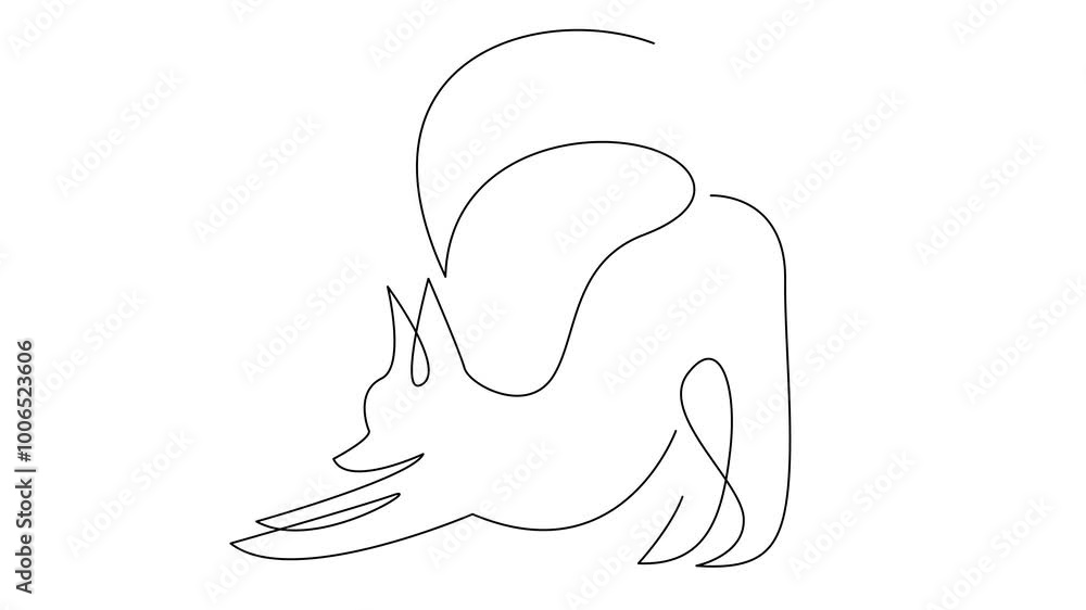 Fox in a continuous one line isolated white background Fox in a continuous one line isolated white background