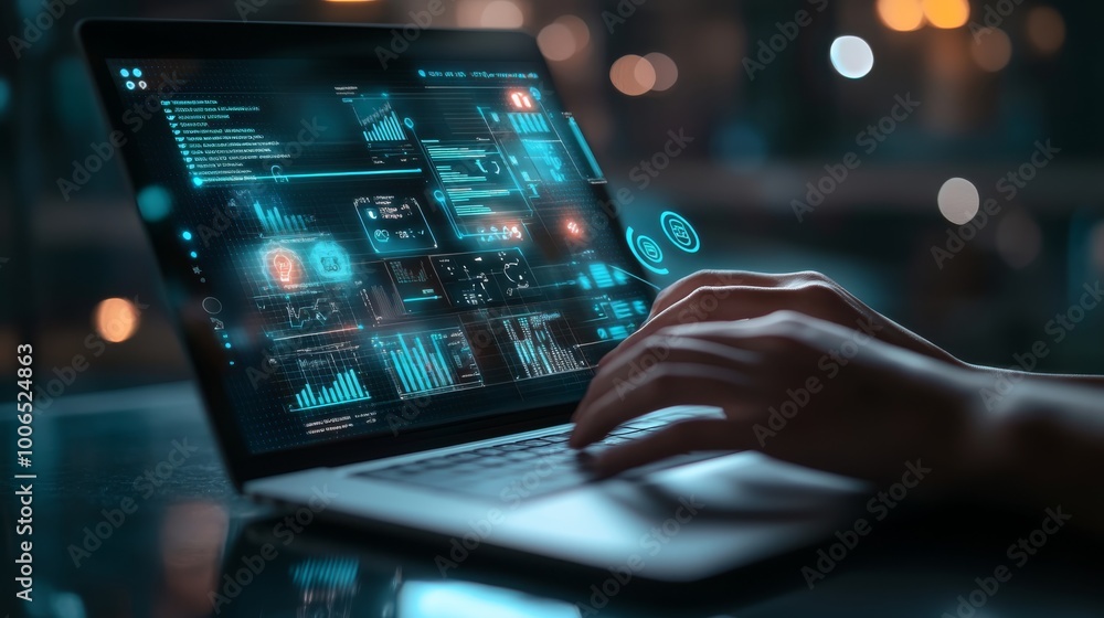Artificial Intelligence and Law icons located on a computer screen, Artificial Intelligence and Law icons located on a computer screen,