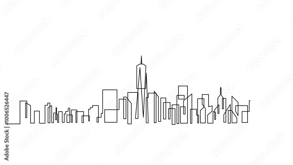 One single line drawing New York city skyline United States. template
One single line drawing New York city skyline United States. template