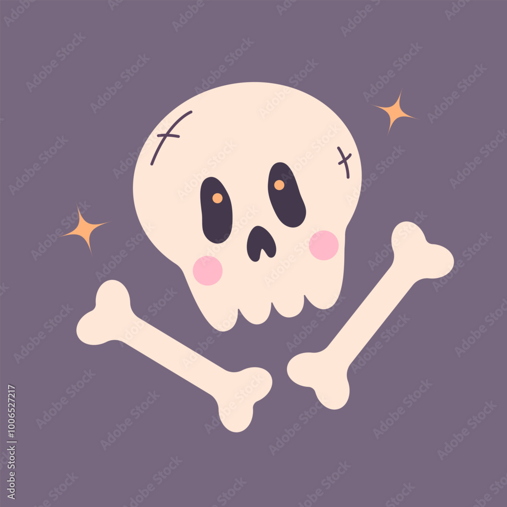 Cute skull and bones isolated. Halloween item. Cute skull and bones isolated. Halloween item.