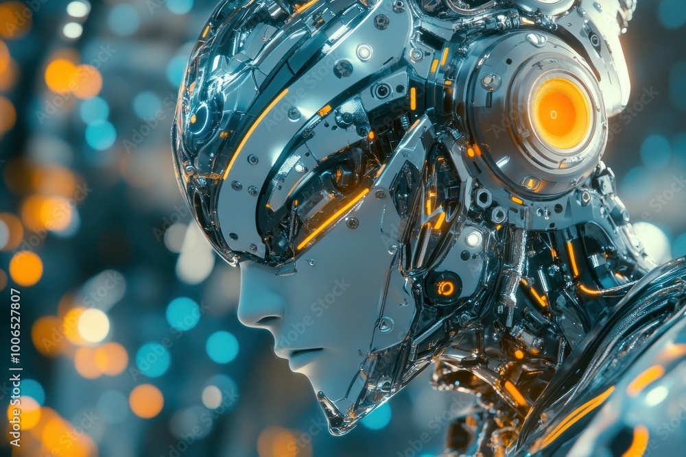 Futuristic Robot Profile with High-Tech Features Futuristic Robot Profile with High-Tech Features