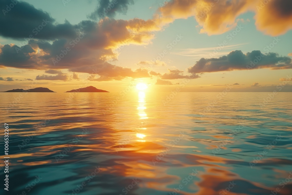 Obraz premium Tranquil Sunset Over Calm Waters
