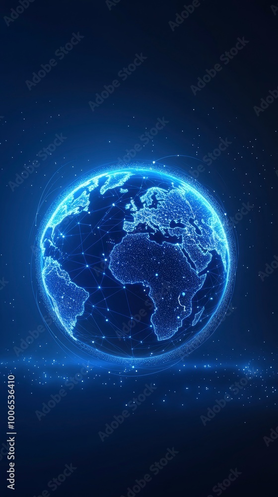 The earth with global network connections on blue background The earth with global network connections on blue background
