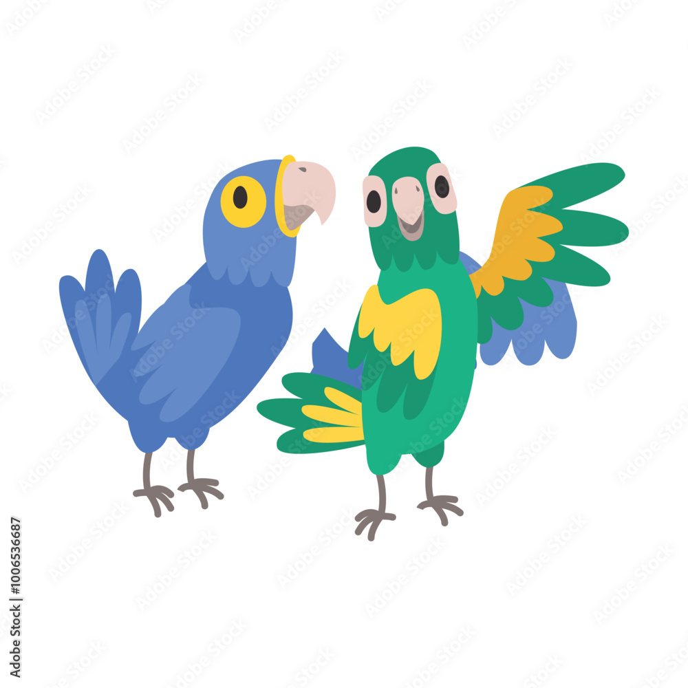 Cute parrot character. blue and yellow vector art Cute parrot character. blue and yellow vector art