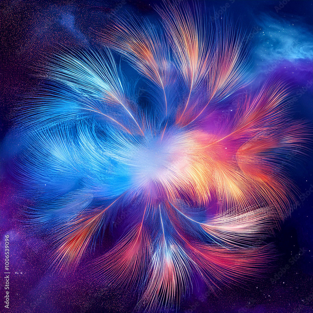 Obraz premium Cosmic Bloom: Abstract Radiant Explosion of Color in Space