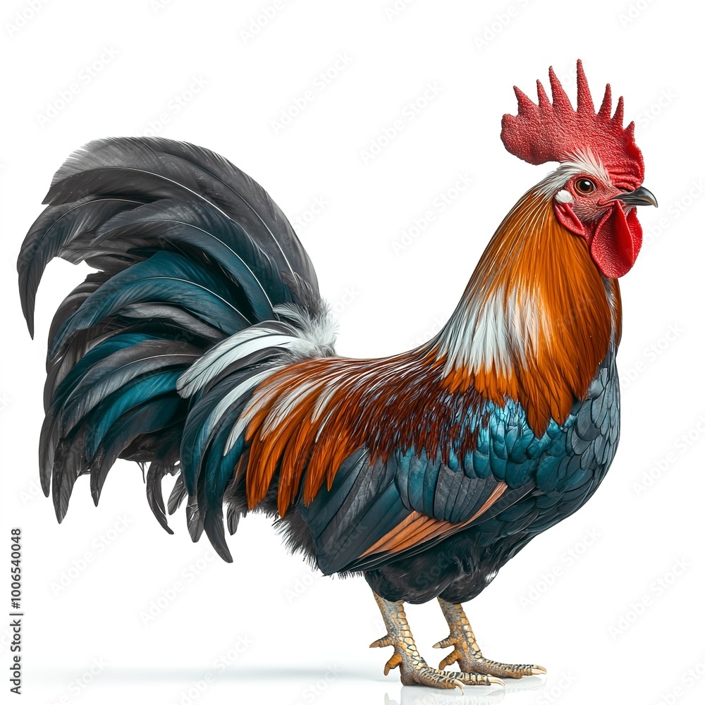 rooster standing isolated on a white background rooster standing isolated on a white background
