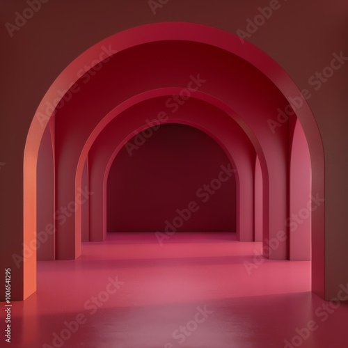 Red archway design in minimalistic style