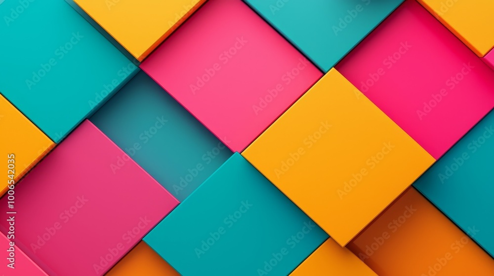 Colorful geometric paper shapes arranged in a modern, artistic pattern. Colorful geometric paper shapes arranged in a modern, artistic pattern.