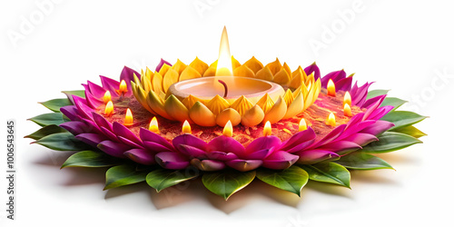 Wallpaper Mural Loy Krathong Festival with Glowing Petals: Vibrant and Festive Illustration Isolated on White Background for Photo Stock Concept Torontodigital.ca