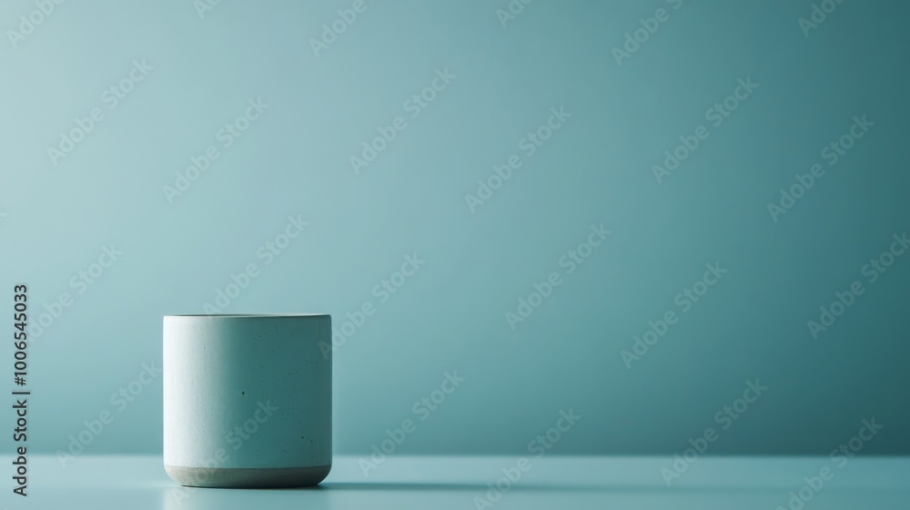 A small rustic white wooden candle holder is elegantly placed against a soft pale blue background, inviting creative text or design overlays on the left side A small rustic white wooden candle holder is elegantly placed against a soft pale blue background, inviting creative text or design overlays on the left side
