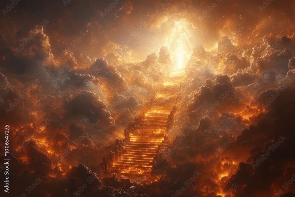 majestic stairway leading to heaven flanked by dazzling gates of paradise illuminated with ethereal light symbolizing divine presence and spiritual ascension majestic stairway leading to heaven flanked by dazzling gates of paradise illuminated with ethereal light symbolizing divine presence and spiritual ascension