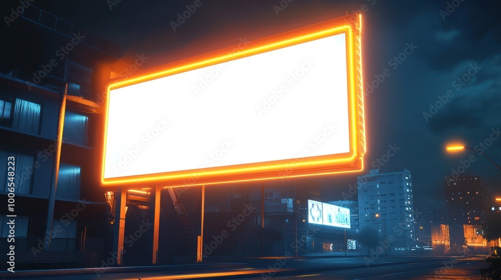 Blank Billboard in a City at Night Blank Billboard in a City at Night