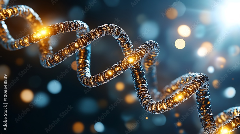 Abstract DNA Helix with Glowing Particles Scientific Background Abstract DNA Helix with Glowing Particles Scientific Background