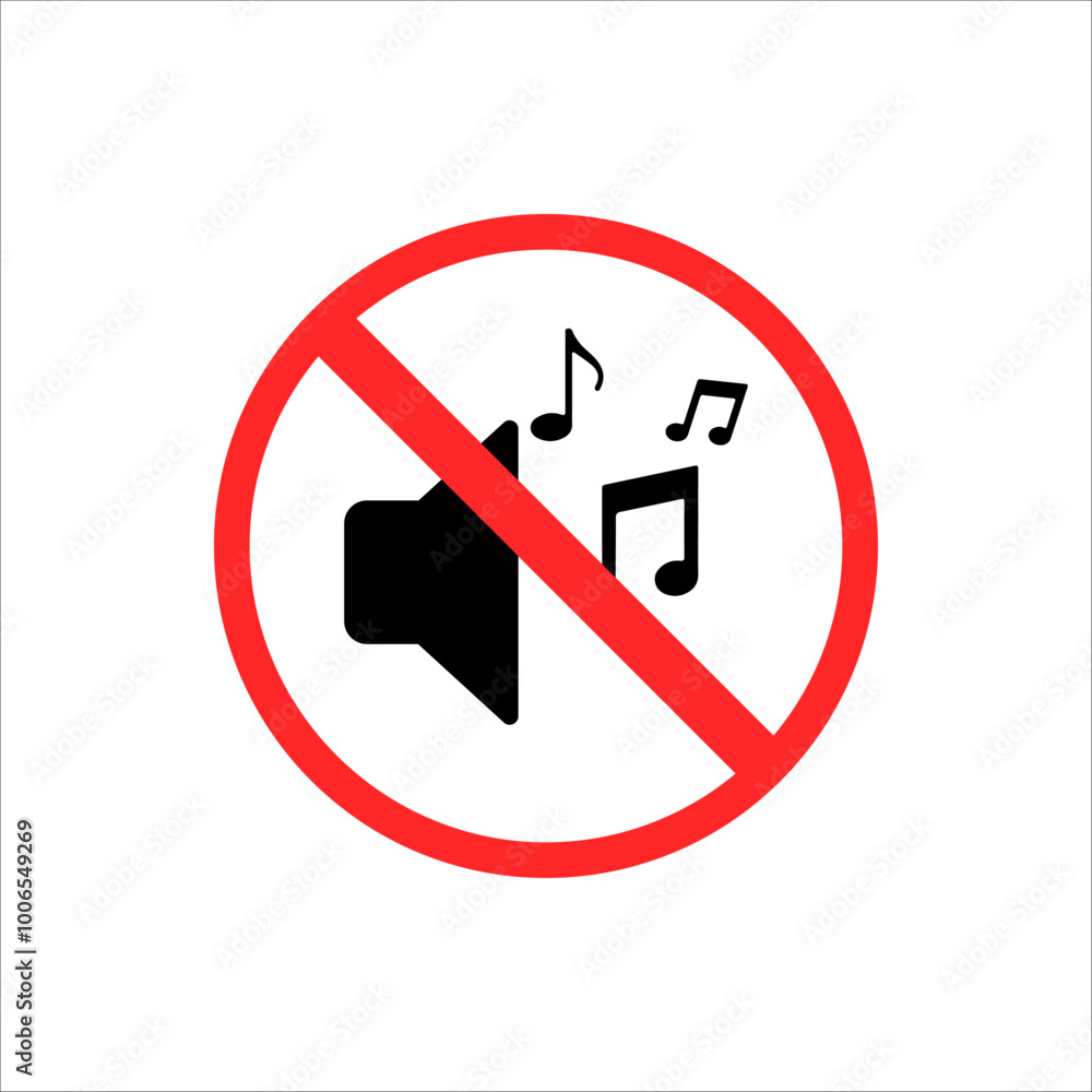 No music no beep vector icon. Isolated prohibited signal vector sign. No music no beep vector icon. Isolated prohibited signal vector sign.