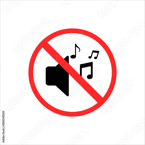 No music no beep vector icon. Isolated prohibited signal vector sign. 