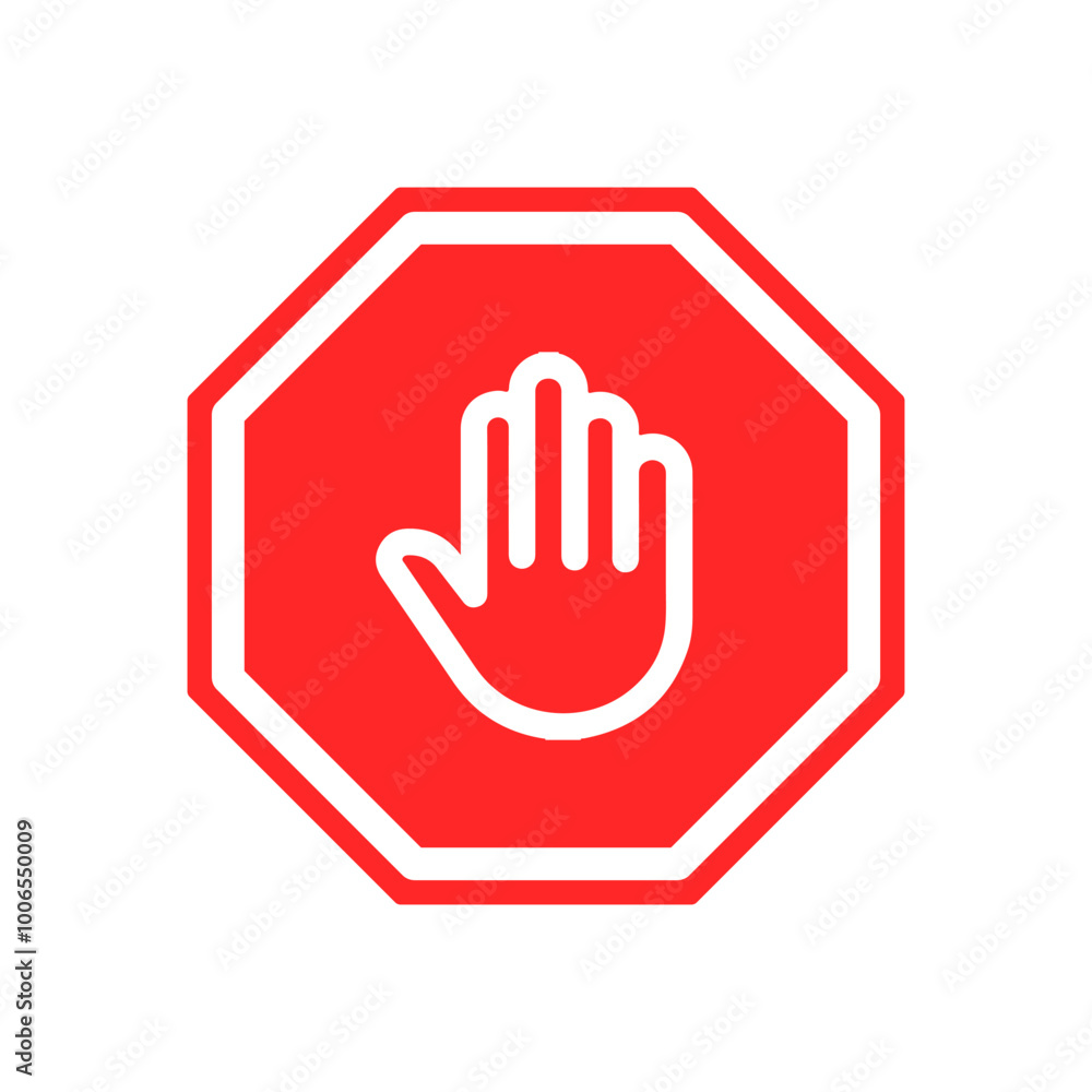 Red Stop Road Sign Vector Icon Red Stop Road Sign Vector Icon